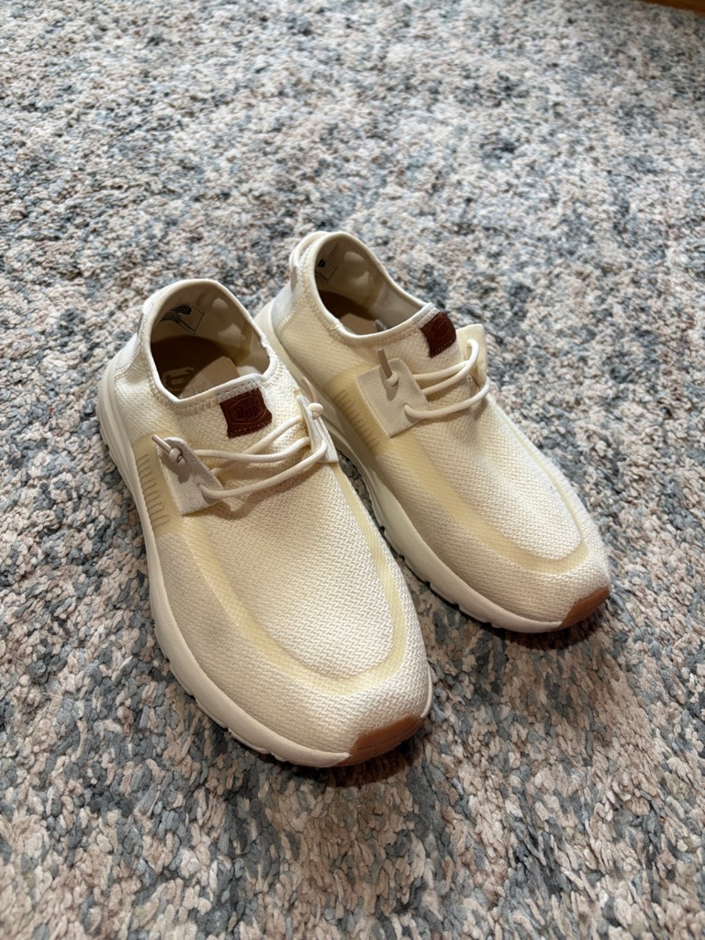Hey Dude Lightweight Cream Knit Casual Sneakers